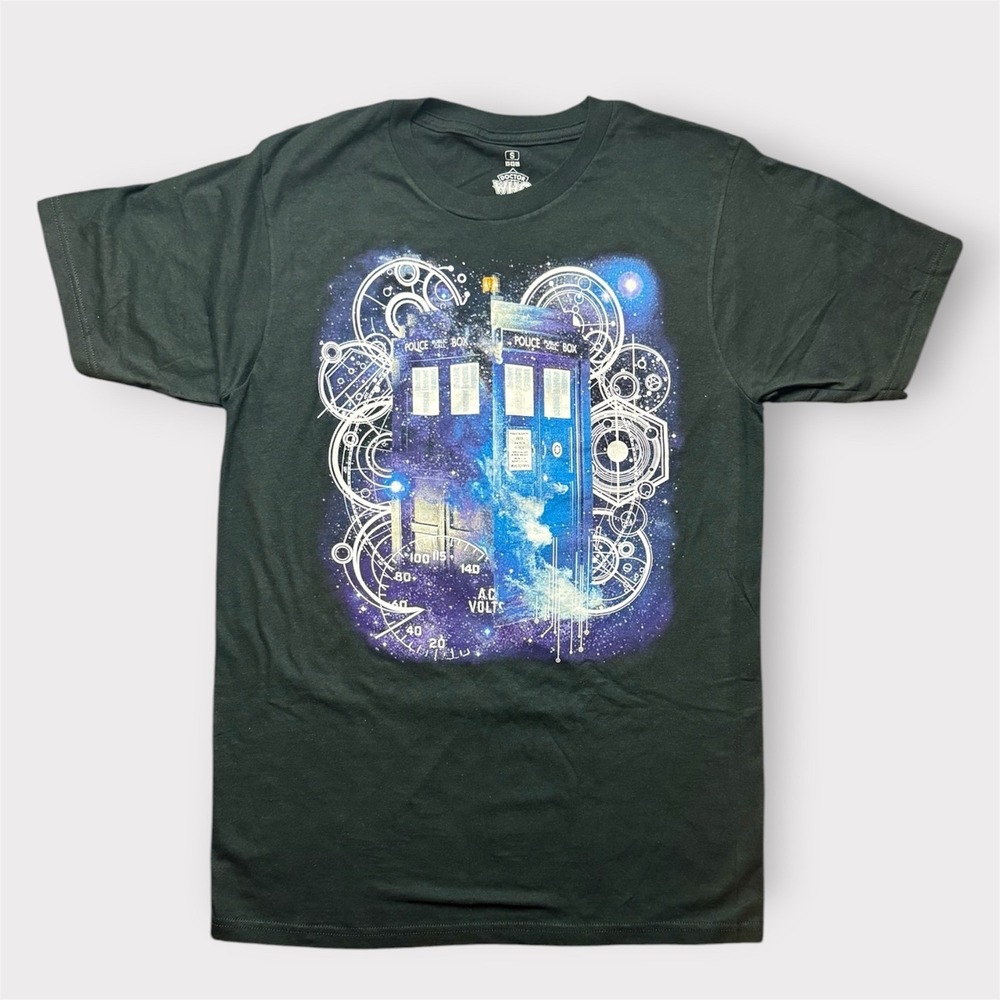 Doctor Who TARDIS Galaxy Graphic T-Shirt Black Ripple Junction Mens Small S